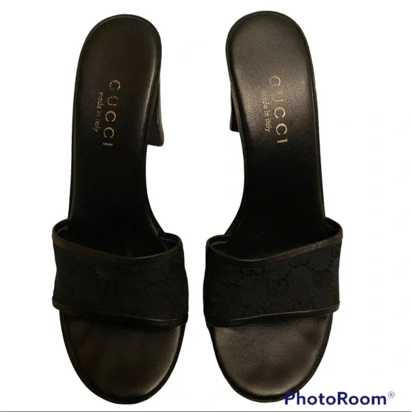 Y2K AUTH GUCCI TOM FORD MONOGRAM CANVAS OPEN TOE HIGH HEEL SANDALS ⭐️⭐️⭐️⭐️⭐️ - Picture 9 of 16